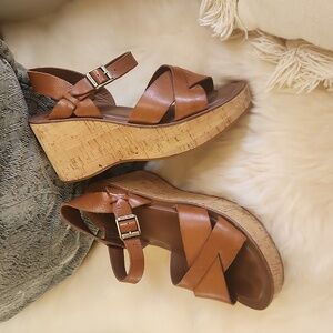 Kork-ease, brown, platform women's shoes, size 8